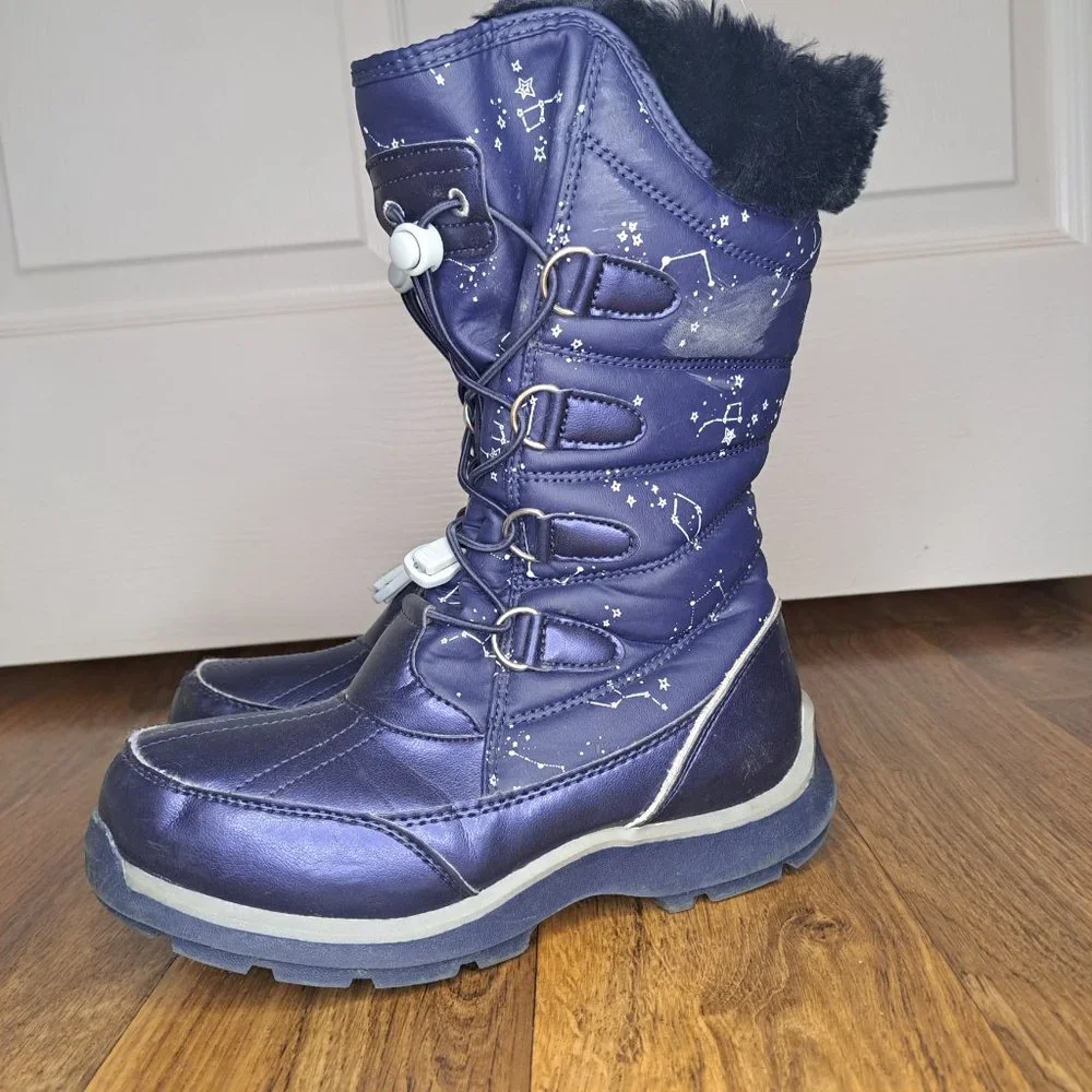 Lands' End Blue Winter Snow Boots Stars Size 3
